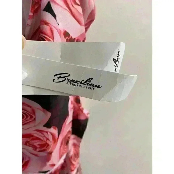 NWT BRAZILIAN Bikini Swimsuit with Pink Roses, Large. - Picture 5 of 5